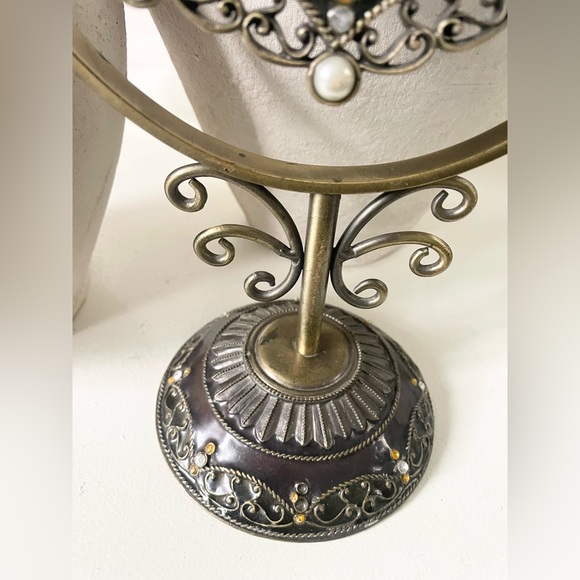 VINTAGE | Ornate Brass Swivel Mirror - Picture 3 of 5